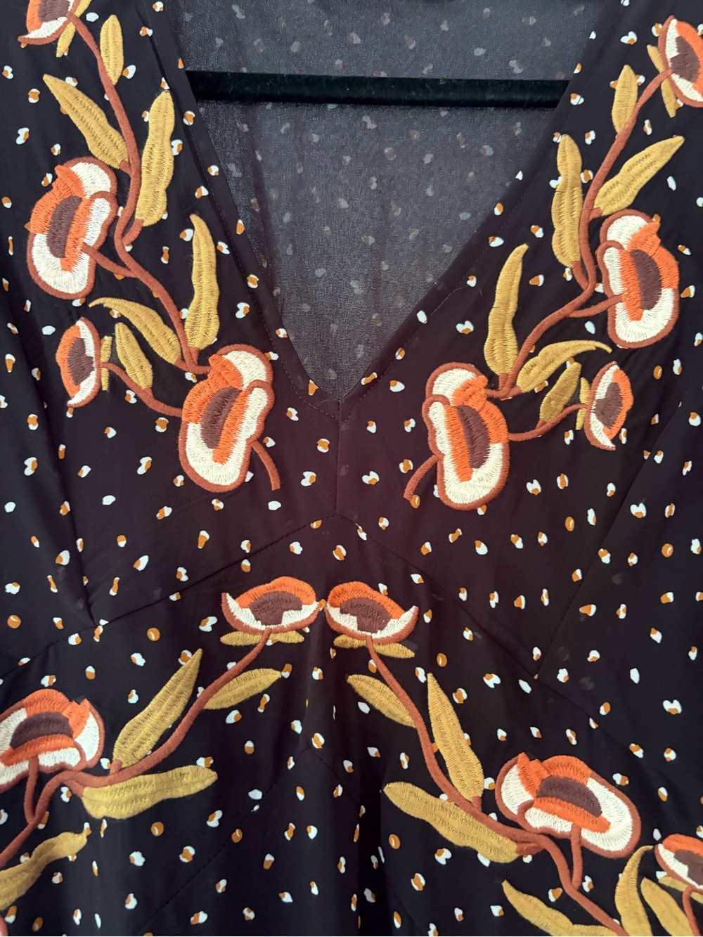 Black Floral-Embroidered Maxi Dress - Picture 4 of 7